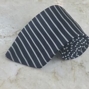 TKS for NORDSTROM BLACK SILVER STRIPED ALL SILK NECKTIE